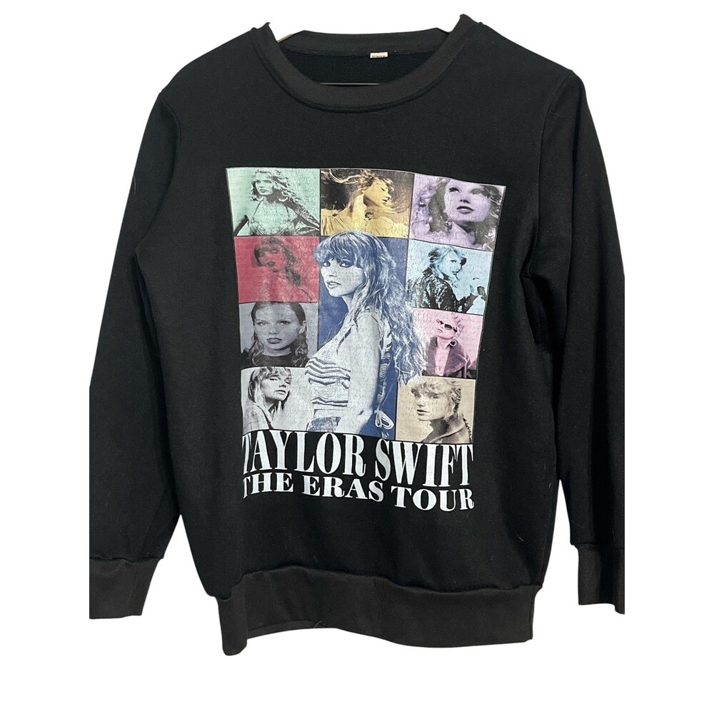 Taylor Swift The Eras Tour Black Graphic Sweatshirt Women's S Christmas School.